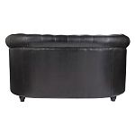 Диван кожаный двухместный на 4-х деревянных ножках из массива березы Logan Leather Seating black варинант исполнения - 3 | Loft Concept в Красноярске