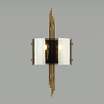 Бра с изогнутым плафоном на бронзовом основании с вертикальным декором из металлических трубок Sohne варинант исполнения - 3 | Loft Concept в Красноярске