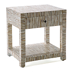 Тумбочка прикроватная Vancouver Bone Inlay Bedside Beige варинант исполнения - 1 | Loft Concept в Красноярске