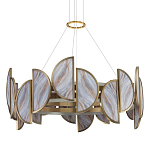 Люстра круглая с полукруглыми плафонами из искусственного алебастра в бронзовой оправе Marbella варинант исполнения - 1 | Loft Concept в Красноярске