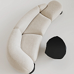 Диван Cannes трехместный с обивкой букле молочного цвета варинант исполнения - 1 | Loft Concept в Красноярске