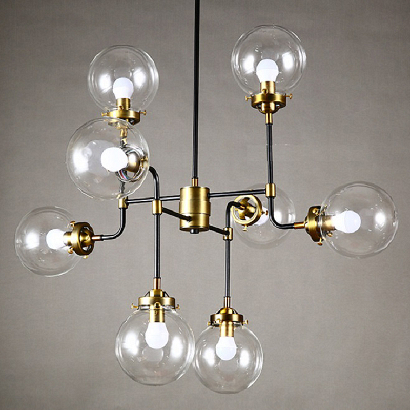 Люстра Бистро Globe Clear Glass Chandelier 8 Черный в Красноярске | Loft Concept 
