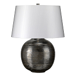 Настольная лампа с круглым фарфоровым основанием ручной работы с покрытием глазурью и белым абажуром из искусственного шелка Elstead Lighting варинант исполнения - 1 | Loft Concept в Красноярске