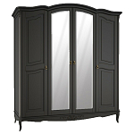 Шкаф черный четырехдверный из массива бука с зеркалами Black Provence варинант исполнения - 1 | Loft Concept в Красноярске