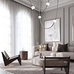 Подвесной светильник в форме дуги с белыми шарообразными плафонами Flos Wireline Lighting варинант исполнения - 4 | Loft Concept в Красноярске