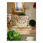 Кашпо с растительным и животным орнаментом на бронзовых ножках Turquoise Blooming Garden варинант исполнения - 5 | Loft Concept в Красноярске