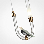 Подвесной светильник с декоративной фигуркой птицы на прозрачной изогнутой трубке Ganthea варинант исполнения - 5 | Loft Concept в Красноярске