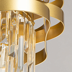 Люстра цвета матового золота с металлическими лентами и длинными прозрачными подвесками Gilded Waves варинант исполнения - 9 | Loft Concept в Красноярске