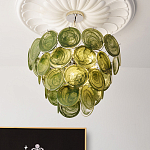 Люстра из зеленых стеклянных дисков с перламутровым эффектом Green Glowing Glaze варинант исполнения - 4 | Loft Concept в Красноярске