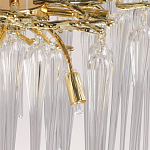 Люстра золотого цвета с декоративными ветками и длинными прозрачными стеклянными подвесами в форме сосулек Droplet Chandelier варинант исполнения - 9 | Loft Concept в Красноярске