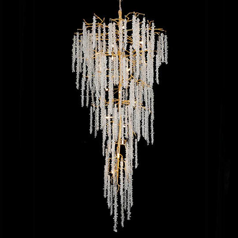 Люстра многоярусная с каркасом из металла и прозрачными подвесками FAIRYTREE Light Золотой Прозрачный Люстра многоярусная с каркасом из металла и прозрачными подвесками FAIRYTREE Light Золотой Прозрачный в Красноярске | Loft Concept