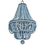Люстра каплевидной формы украшенная круглыми бусинами синяя Blue Wooden Beads Chandelier варинант исполнения - 2 | Loft Concept в Красноярске