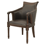 Кресло кожаное на 4-х деревянных ножках из массива березы Ethan Armchair brown варинант исполнения - 3 | Loft Concept в Красноярске