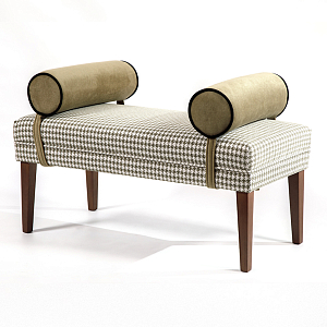 Банкетка Banquette PIED DE POULE с принтом гусиная лапка и бежевыми подлокотниками 