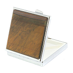 Таблетница карманная квадратная с 4-мя отделениями с зеркалом и накладкой из натурального камня Тигровый глаз Silver Stone Pillboxes варинант исполнения - 2 | Loft Concept в Красноярске