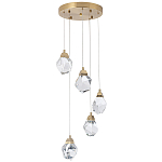 Каскадная люстра с 5-ю хрустальными плафонами Esme Crystal Brass Chandelier варинант исполнения - 1 | Loft Concept в Красноярске
