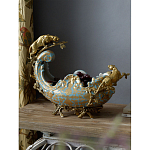 Чаша голубого цвета с оранментом и и бронзовыми фигурами леопардов Eden Garden варинант исполнения - 6 | Loft Concept в Красноярске