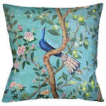 Подушка декоративная с изображением птицы в саду Chinoiserie Bird in the Garden Cushion варинант исполнения - 1 | Loft Concept в Красноярске