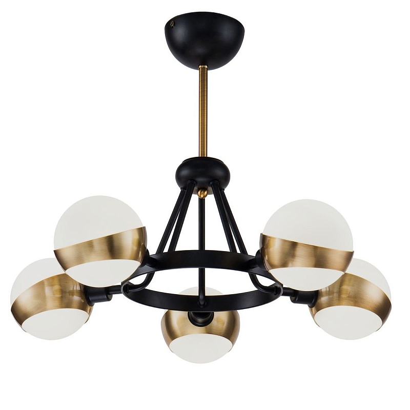 Люстра Hold Ball Brass Chandelier 5 Черный Белый Латунь Люстра Hold Ball Brass Chandelier 5 Черный Белый Латунь в Красноярске | Loft Concept