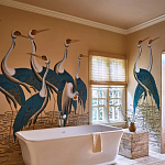 Обои ручная роспись Sarus Cranes Colourway SC-208 on Raw Silk dyed silk варинант исполнения - 1 | Loft Concept в Красноярске