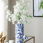 Ваза цилиндрической формы с крышкой и синим цветочным узором на белом фоне Blue & White Ornament варинант исполнения - 5 | Loft Concept в Красноярске