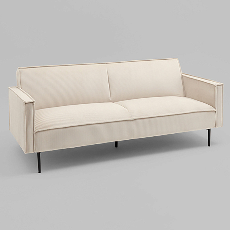 Диван современный вельветовый прямой Worcester Молочный Молочный Черный в Красноярске | Loft Concept 