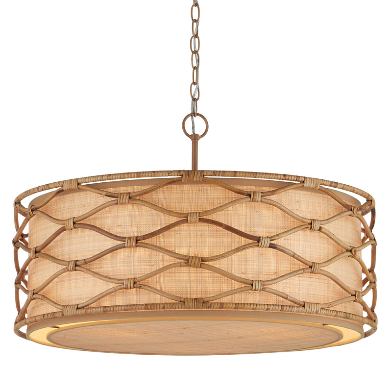 Подвесной светильник  из кованого железа и абажуром из ротанга Wicker Furniture Светло-коричневый  Бежевый в Красноярске | Loft Concept 
