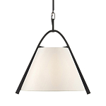 Подвесной светильник в форме конуса с белым тканевым абажуром и чёрным каркасом Stylish Solution варинант исполнения - 1 | Loft Concept в Красноярске